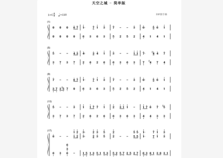 天空之城钢琴曲曲谱 《天空之城》钢琴谱